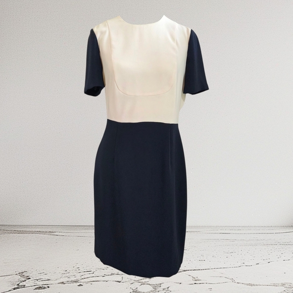 J. Crew Cream and Black Midi Dress Size 8 - Picture 1 of 5